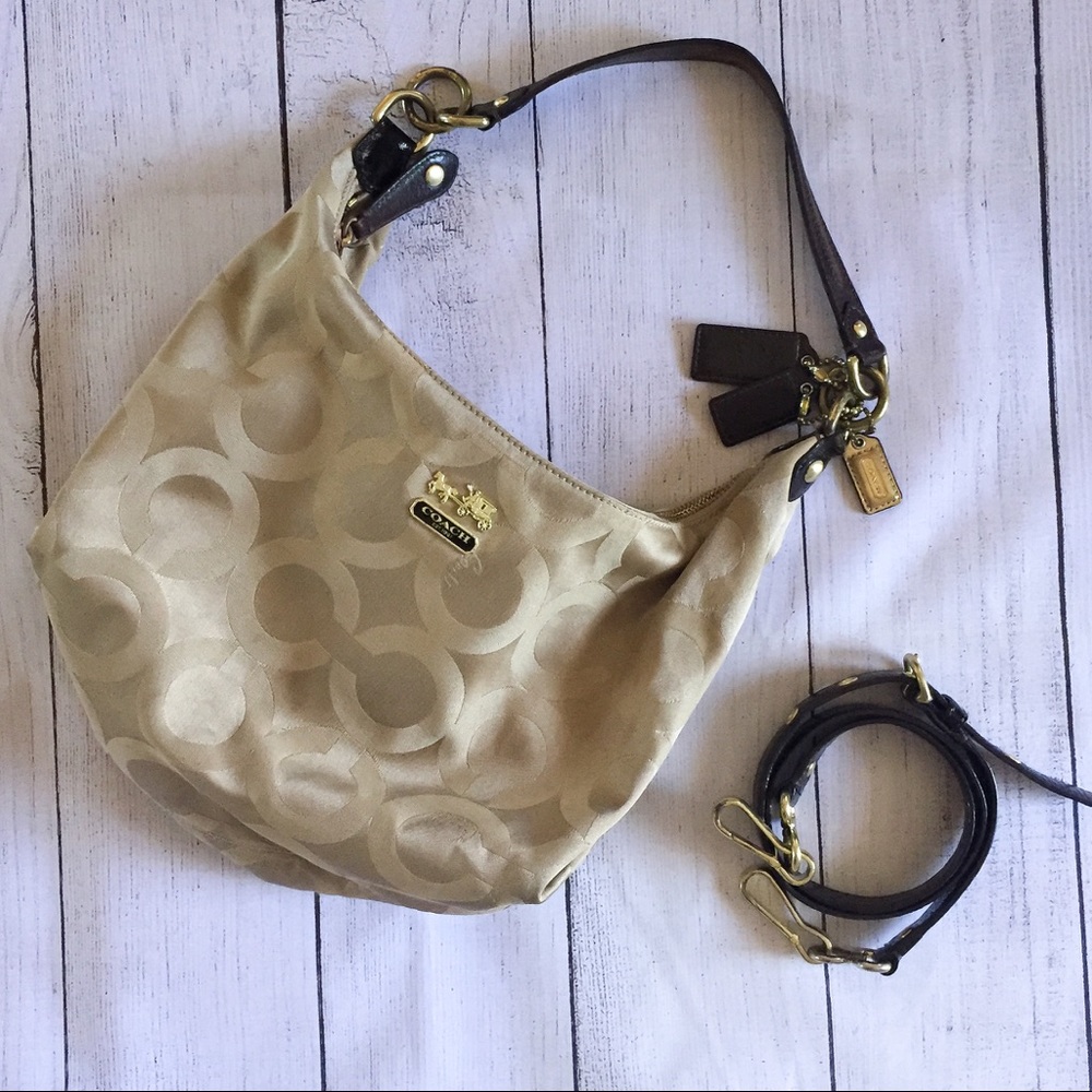 Coach Signature canvas hobo bag purse